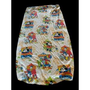 Vintage Walt Disney Productions Mickey Mouse Carnival Fitted Twin Sheet White